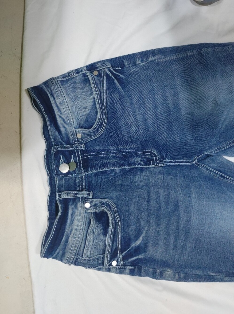 Dark Blue High-Waist Flare Jeans - Women's - Picture 4 of 14